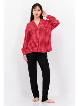 Women Notched Collar All Over Print Pajama Top, Red Combo - pzsku/Z60F49D9780510332D90FZ/45/_/1727187584/ed2d9daf-cf19-4a1a-bc47-4b6e809740aa