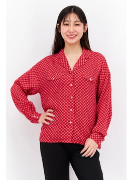 Women Notched Collar All Over Print Pajama Top, Red Combo - pzsku/Z60F49D9780510332D90FZ/45/_/1727187658/90489fe8-71f0-4285-a783-7977ed17823b