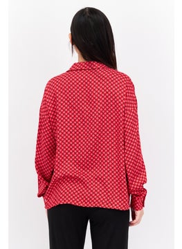 Women Notched Collar All Over Print Pajama Top, Red Combo - pzsku/Z60F49D9780510332D90FZ/45/_/1734963409/14f52784-0bf2-490f-9129-1cda864455d2