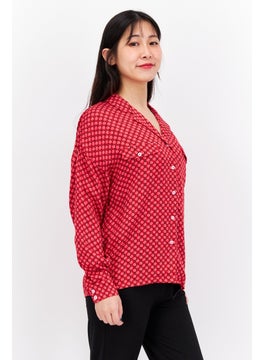 Women Notched Collar All Over Print Pajama Top, Red Combo - pzsku/Z60F49D9780510332D90FZ/45/_/1734963412/64be21b0-f727-4ebd-96f6-79d275ab4648