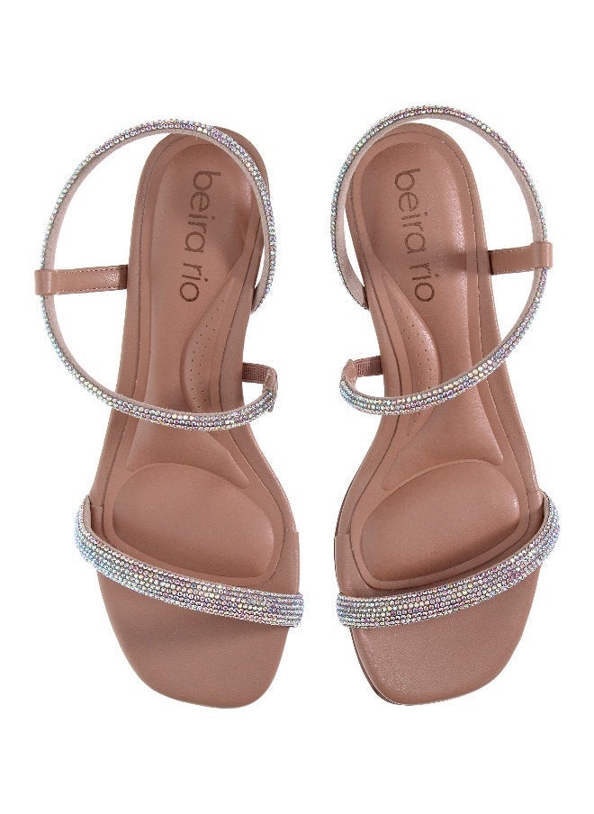 Beira Rio - Beira Rio Ladies Low Heel Sandals Beige | Made In Brazil - Image 1