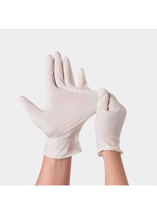 قفازات بيضاء للاستخدام مرة واحدة، خالية من اللاتكس والبودرة، عبوة من 10 قفازات، متينة ومقاومة للثقب، للاستخدامات الطبية، ومعالجة الأغذية، والوشم، والحلاقة - Image 1