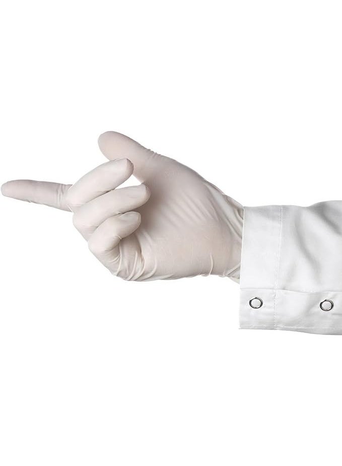 قفازات بيضاء للاستخدام مرة واحدة، خالية من اللاتكس والبودرة، عبوة من 10 قفازات، متينة ومقاومة للثقب، للاستخدامات الطبية، ومعالجة الأغذية، والوشم، والحلاقة - Image 2