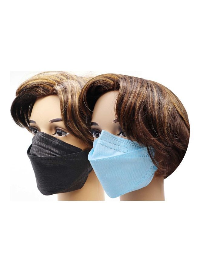 NIBEMINENT 10-Piece KF94 Face Mask Sky Blue and Black For Adults Combo Pack - Image 2