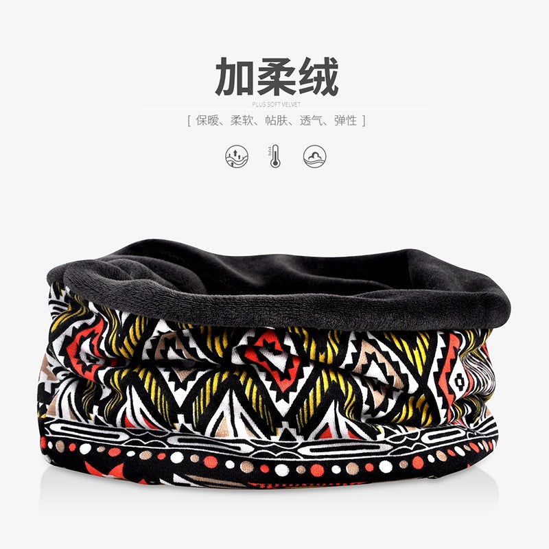 Pullover Hat Scarf Men'S And Women'S Digital Printing Turban Hat Outdoor Wind-Proof Warm Plus Velvet Hat - Image 1