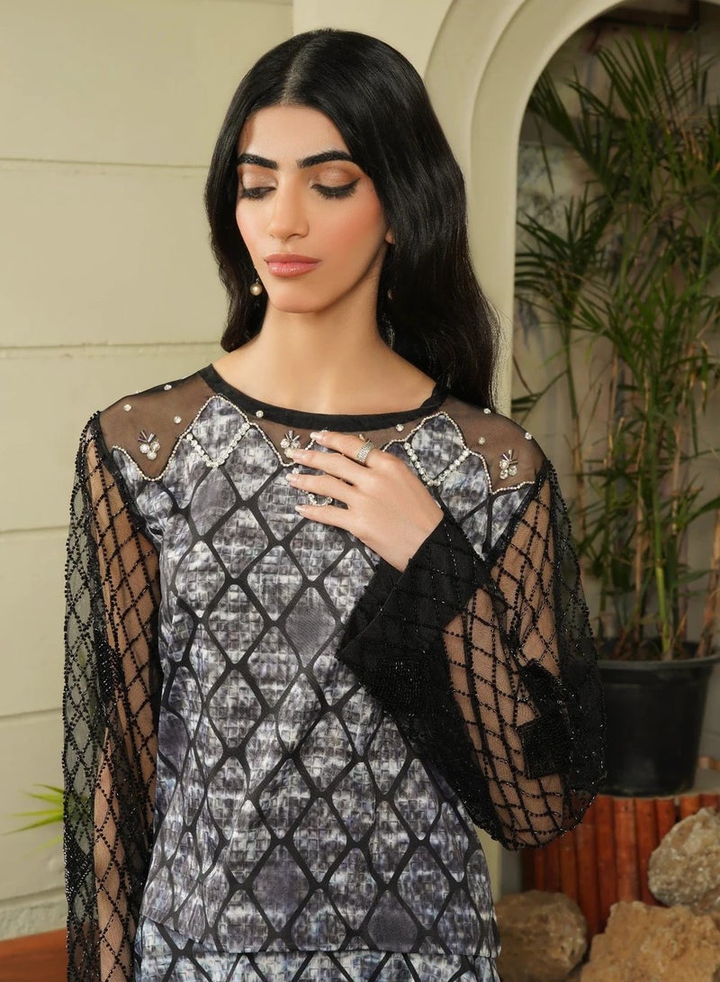 ZOUQ Serpent Noir Crop Top and Skirt Set – Elegant and Chic  - Image 3