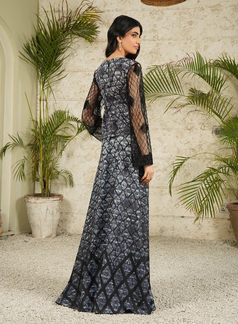 ZOUQ Serpent Noir Crop Top and Skirt Set – Elegant and Chic  - Image 2
