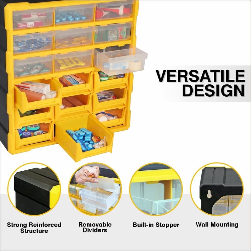Alkon Component Organiser with 9 Bins 9 Drawers for Storage Yellow - Image 3