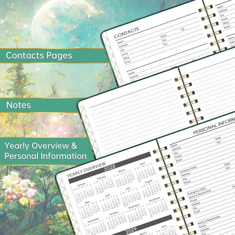 Pinchoco 2026-2029 Monthly Planner - 3 Year Monthly Planner 2026-2029, Jul. 2026 - Jun. 2029, 6.3" X 8.4", 3 Year Calendar with 36 Months Tabs + Back Pocket - Dreaming Moon - Image 5
