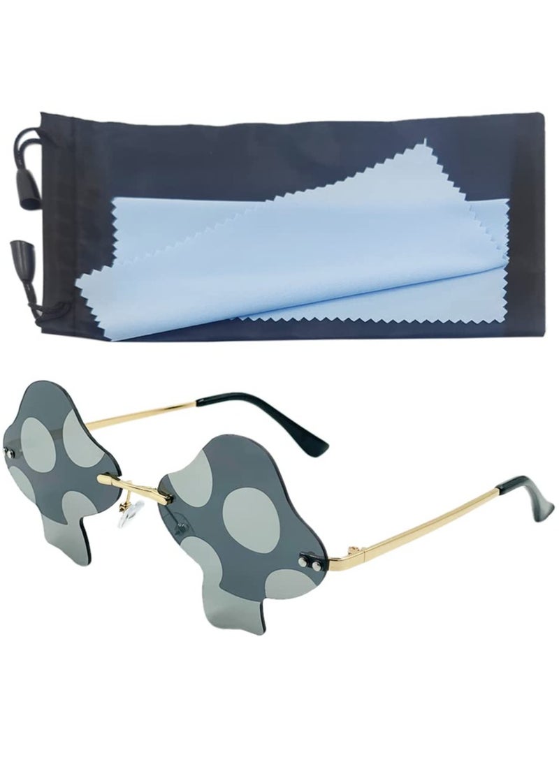 Excefore Sunglasses for Women Vintage Mushroom Shaped Rimless Sunglasses with Lightning Charms Fashion Irregular Sunglasses Colored Lens Grey - Image 2