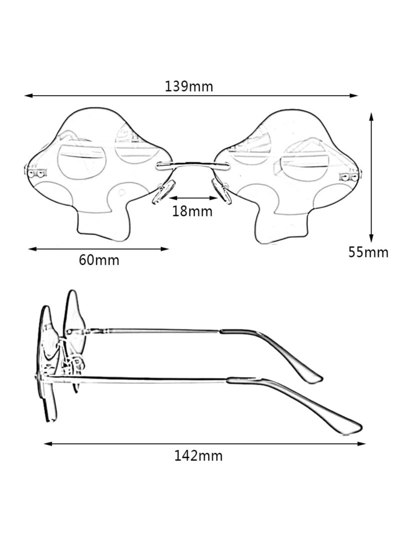 Excefore Sunglasses for Women Vintage Mushroom Shaped Rimless Sunglasses with Lightning Charms Fashion Irregular Sunglasses Colored Lens Grey - Image 3