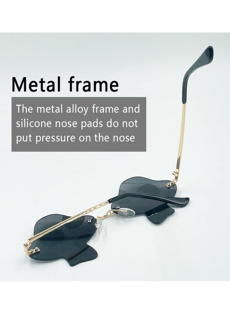 Excefore Sunglasses for Women Vintage Mushroom Shaped Rimless Sunglasses with Lightning Charms Fashion Irregular Sunglasses Colored Lens Grey - Image 4