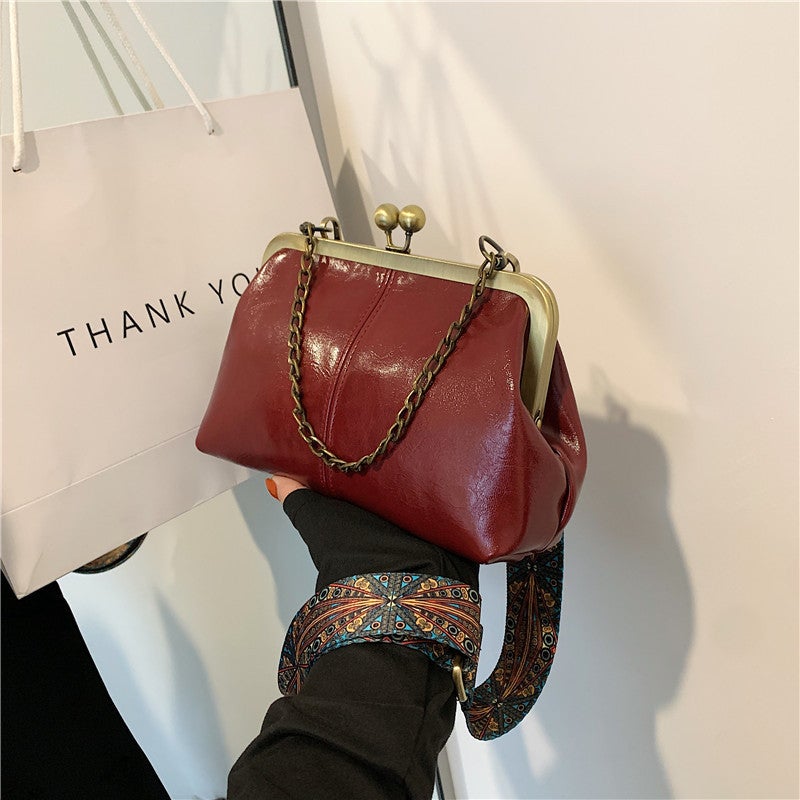 Fashion Shell Bag Women'S 2023 New Arrival Korean Style All-Match Chain Handbag Internet Celebrant Red Textile Crossbody Shoulder Bag - Image 2