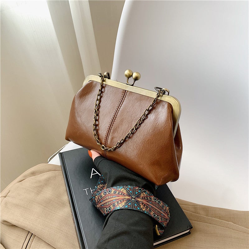 Fashion Shell Bag Women'S 2023 New Arrival Korean Style All-Match Chain Handbag Internet Celebrant Red Textile Crossbody Shoulder Bag - Image 3
