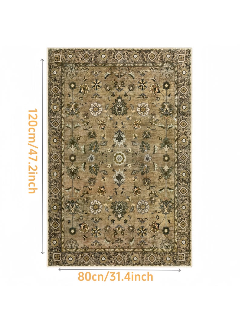 Retro Persian style living room coffee table bedroom carpet - anti slip, stain resistant, easy to clean, washable, soft and comfortable area carpet - Image 1