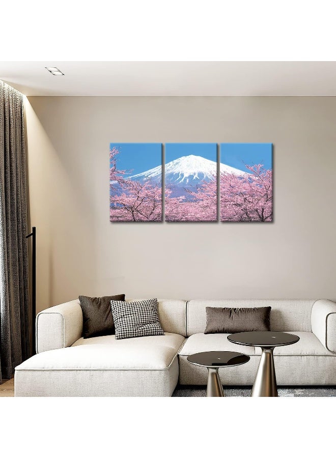 So Crazy Art Canvas Print Wall Art Picture Peak Of Mount Fuji Cherry Blossom Sakura View Lake Kawaguchiko Japan In Spring 3 Pieces Paintings Modern Giclee Framed Artwork Japanese Landscape Pictures Photo Prints  - Image 5