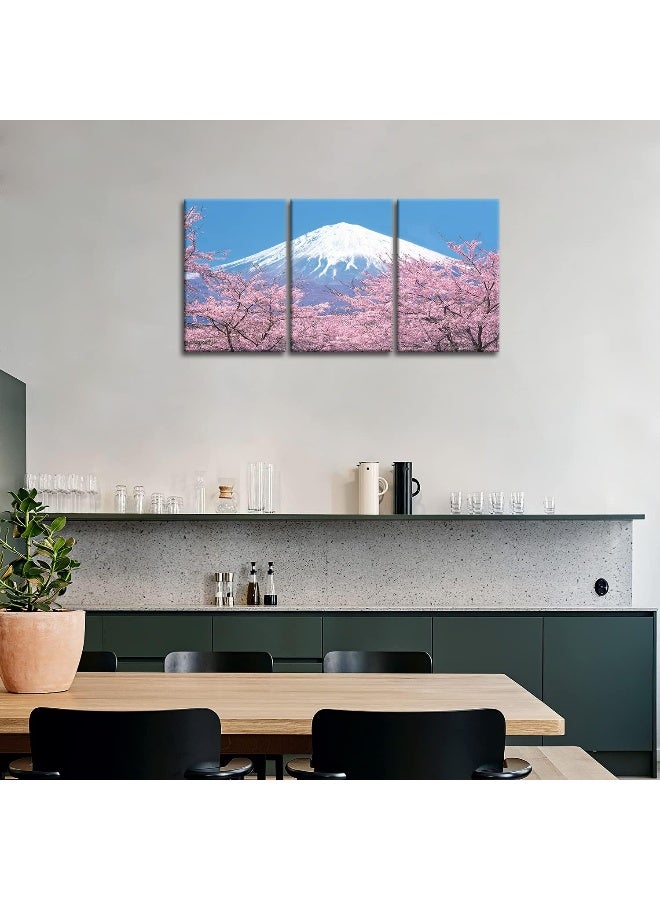 So Crazy Art Canvas Print Wall Art Picture Peak Of Mount Fuji Cherry Blossom Sakura View Lake Kawaguchiko Japan In Spring 3 Pieces Paintings Modern Giclee Framed Artwork Japanese Landscape Pictures Photo Prints  - Image 4