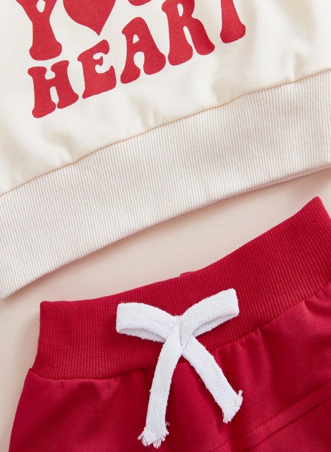 Frietlebird My First Valentines Day Baby Boy Outfit Letter Print Crewneck Sweatshirt with Pants Cute Winter Spring Clothes Outfits (VA-Beige Red Heart,6-12 Months) - Image 5