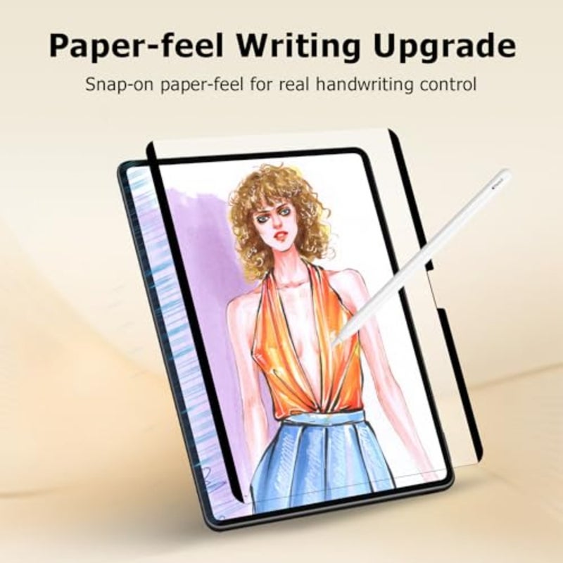 واقي شاشة ملمس الورق المغناطيسي لجهاز Surface Pro 11/10/9/8/X 13 بوصة، فيلم كتابة مضاد للتوهج قابل للإزالة لكتابة الرسم، مع مجلد تخزين، متوافق مع الزجاج المقسى - Image 3