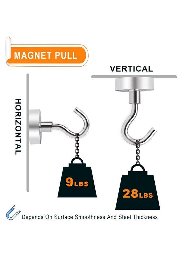 MIKEDE 28LB Magnetic Hooks, N52 Strong Neodymium Magnets Hooks for Hanging, Earth Magnetic Hooks Heavy Duty for Refrigerator, Extra Cruise Hooks for Kitchen, Classroom, Workplace, Grill - 28PCS - Image 2