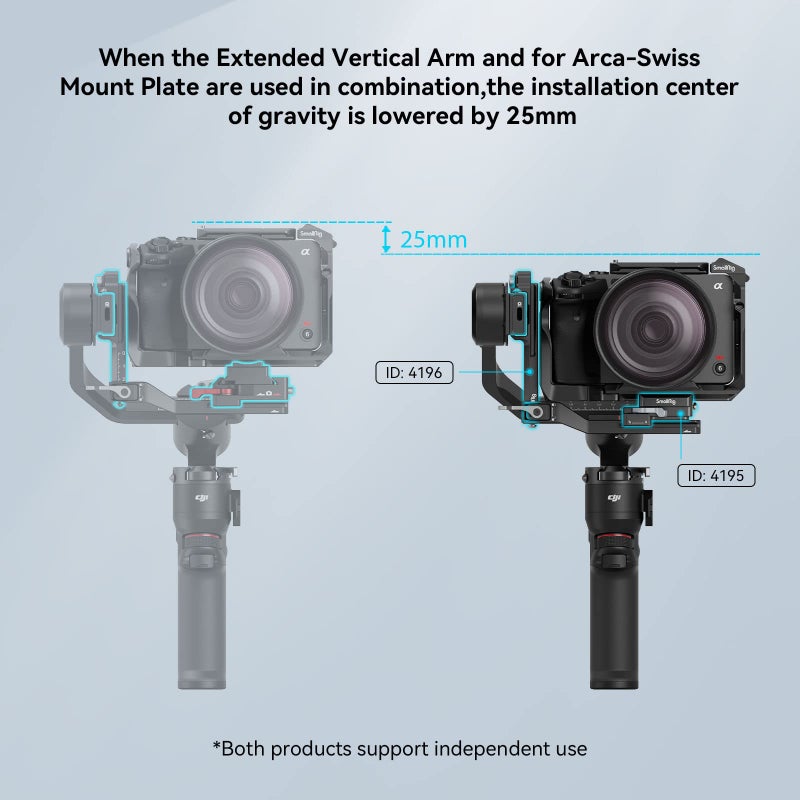 SmallRig Extended Vertical Arm for DJI RS 3 Mini, Extension Mount Plate for DJI RS 3 Mini - 4196 - Image 5