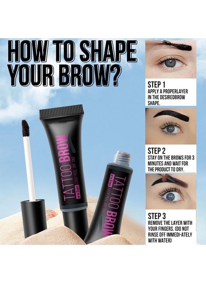 EELHOE - Tattoo Brow, Waterproof Long Lasting Peel Off Tattoo Eye Brow Gel, Semi Permanent Brow Tint, Last Up to 3 Days, Eyebrow Pencil for Fuller Defined Looking Brows #02 - Image 1