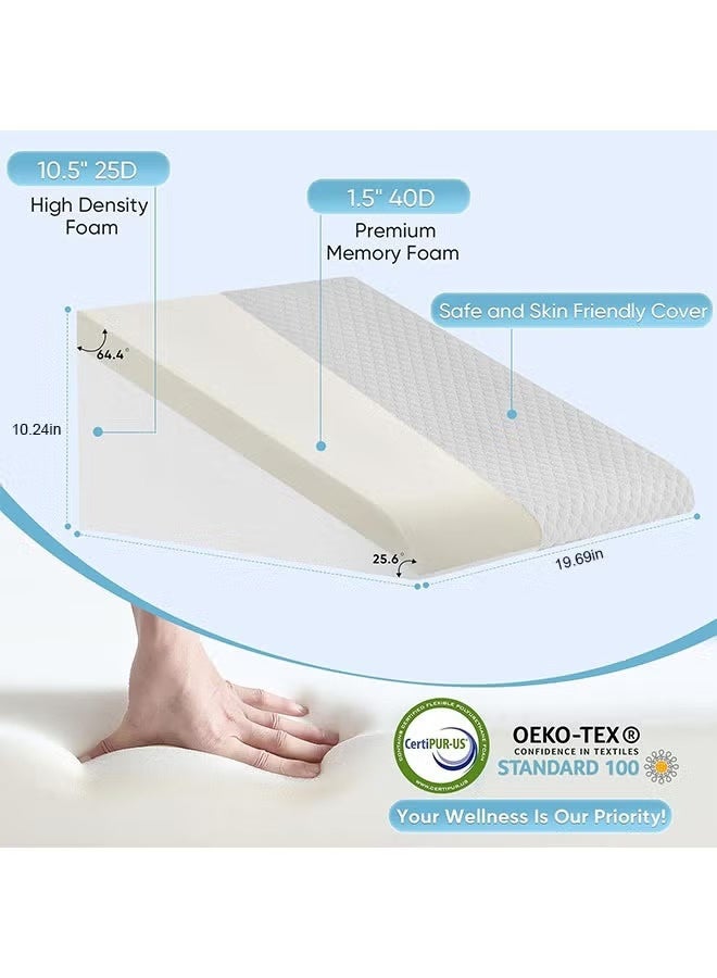 Jourvent 1 pcs Wedge Pillow for Sleeping Bed Wedge Pillow for After Surgery Triangle Pillow Wedge for Acid RefluxGerd Snoring Post Surgery Leg Back Pain Relief - Soft Memory Foam Top & Washable Cover - Image 2