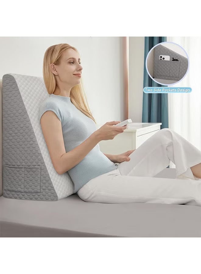 Jourvent 1 pcs Wedge Pillow for Sleeping Bed Wedge Pillow for After Surgery Triangle Pillow Wedge for Acid RefluxGerd Snoring Post Surgery Leg Back Pain Relief - Soft Memory Foam Top & Washable Cover - Image 3