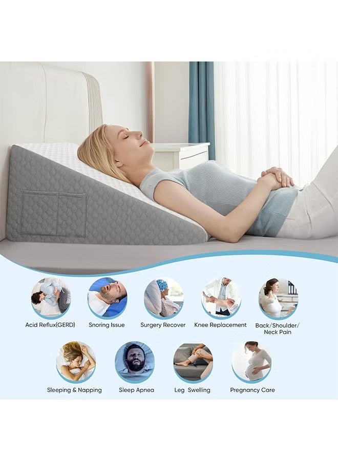 Jourvent 1 pcs Wedge Pillow for Sleeping Bed Wedge Pillow for After Surgery Triangle Pillow Wedge for Acid RefluxGerd Snoring Post Surgery Leg Back Pain Relief - Soft Memory Foam Top & Washable Cover - Image 5