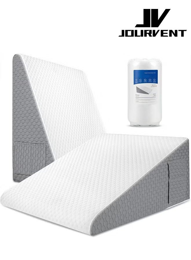 جورفنت وسادة إسفين 1 سرير النوم 12 بوصة وسادة إسفين بعد العملية الجراحية وسادة إسفين مثلث يستخدم حمض الجزر غيرد الشخير بعد العملية الجراحية لتخفيف آلام الظهر في الساق - لينة رغوة الذاكرة الأعلى وغطاء قابل للغسل - Image 1