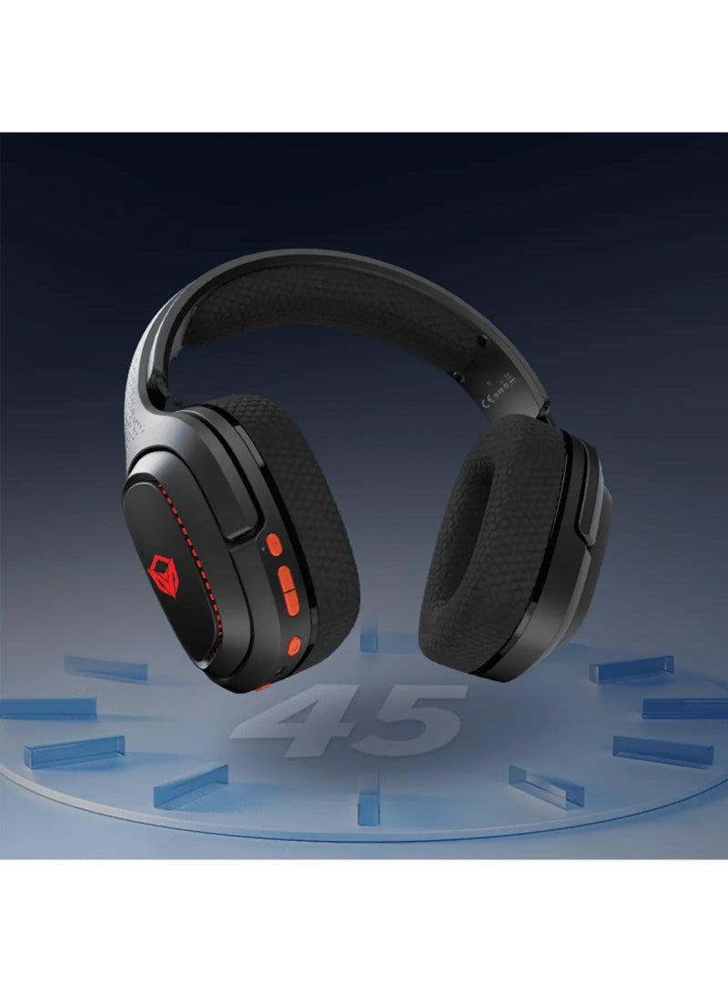 MeeTion MT-BTH012 Wireless Gaming Headset with Built-in Microphone, Black/Orange - Image 3