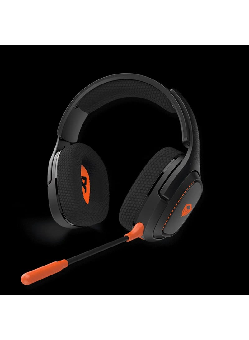 MeeTion MT-BTH012 Wireless Gaming Headset with Built-in Microphone, Black/Orange - Image 2