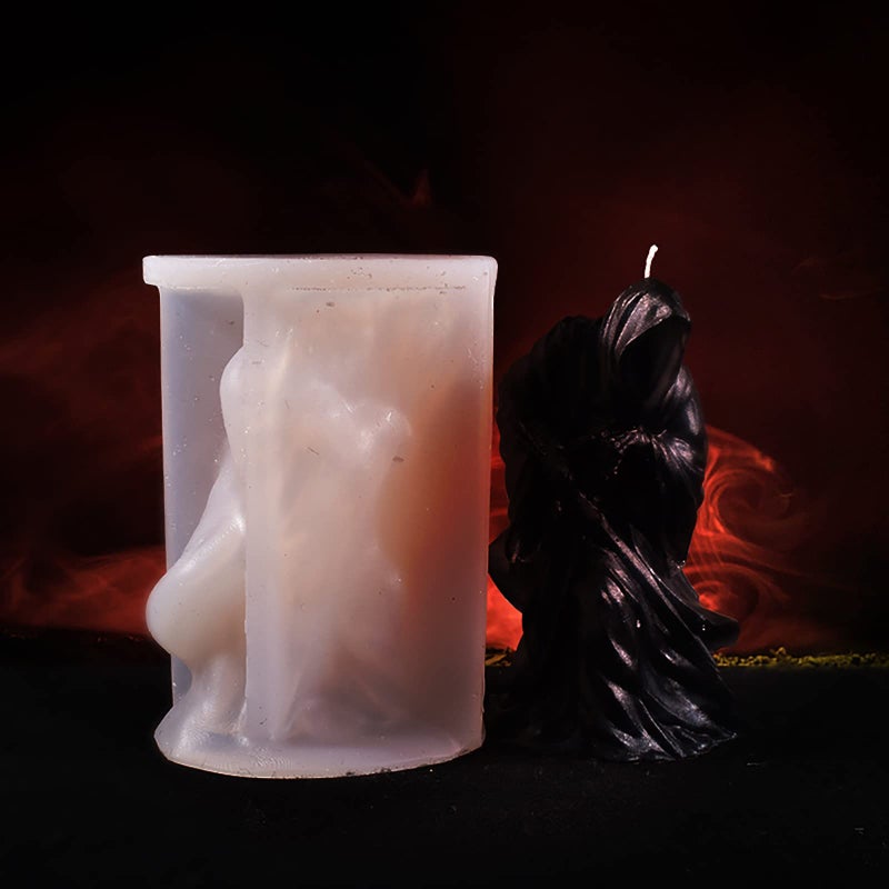 ESEDAGE 4 Inch Shadow Man Candle Skull Head Resin Mold - Resin Casting Silicone Molds for Home Decor & Candle Making Wave Spiral Mold - Image 3