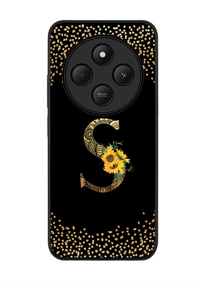 Stylizedd For Xiaomi Poco C75 Case,Slim fit Camera Protection, Shockproof Thin Phone cover - Custom Floral Monogram - S ( Black ) - Image 1