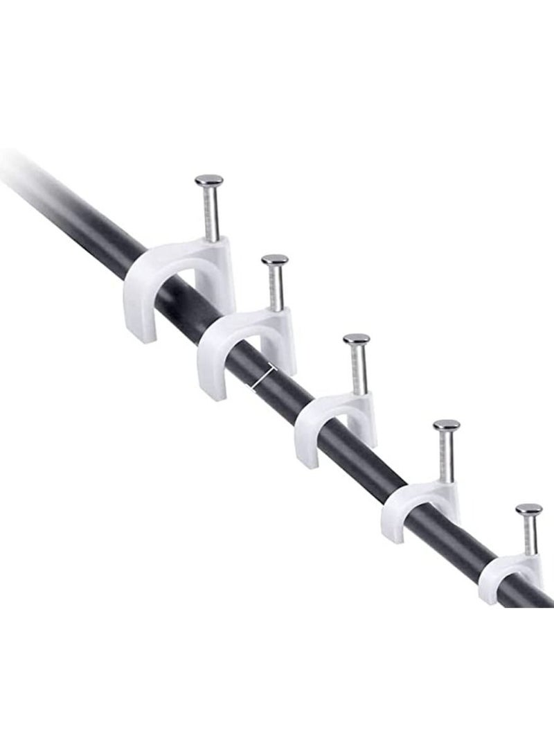 Pack Of 100 Pcs Cable Clips Steel Nails Cable Management For RG6 RG59 CAT6 RJ45 Cable Coax Cable Ethernet Cable TV Wire Cable Telephone Cable Led Starlight Print Cable - Image 5