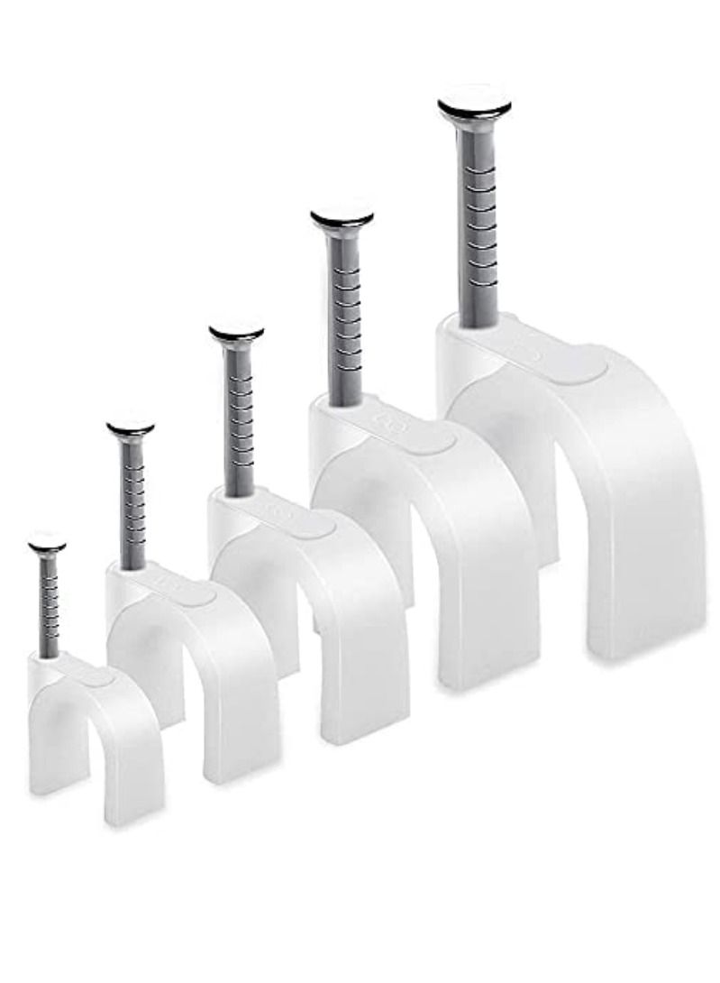 Pack Of 100 Pcs Cable Clips Steel Nails Cable Management For RG6 RG59 CAT6 RJ45 Cable Coax Cable Ethernet Cable TV Wire Cable Telephone Cable Led Starlight Print Cable - Image 2
