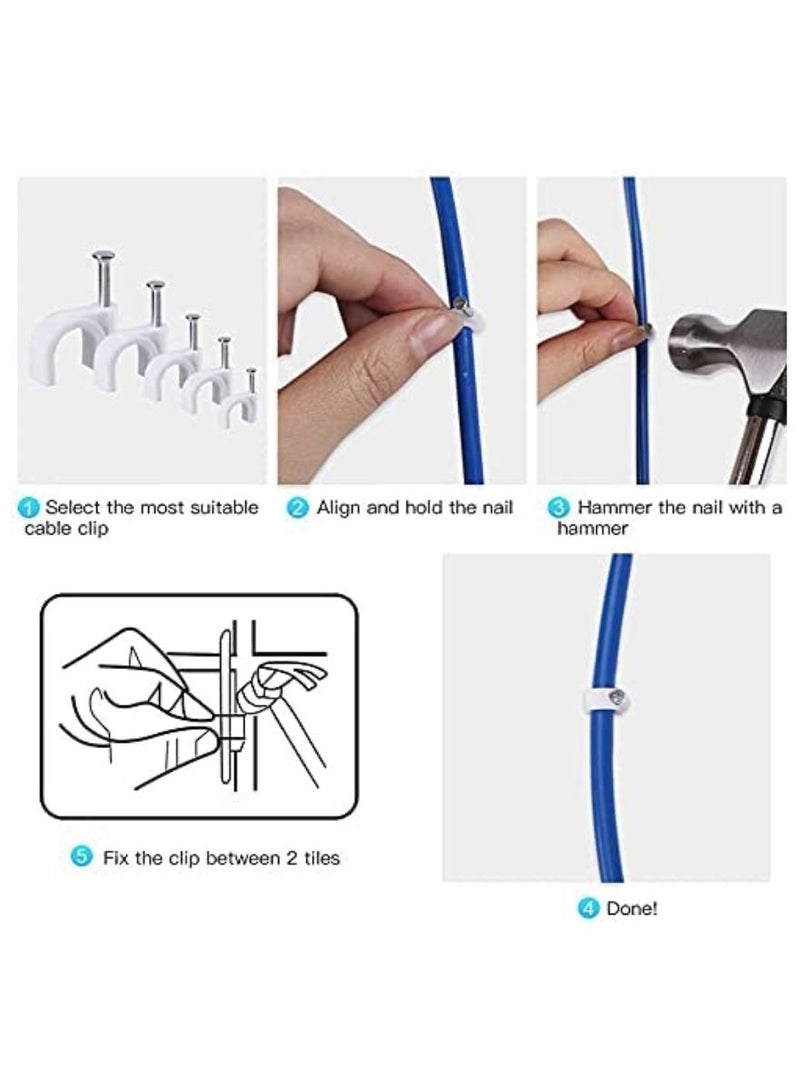 Pack Of 100 Pcs Cable Clips Steel Nails Cable Management For RG6 RG59 CAT6 RJ45 Cable Coax Cable Ethernet Cable TV Wire Cable Telephone Cable Led Starlight Print Cable - Image 3