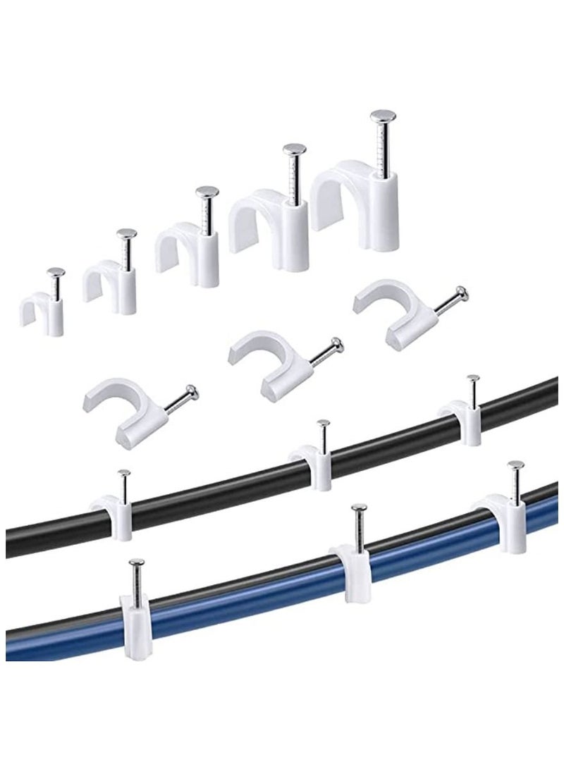 Pack Of 100 Pcs Cable Clips Steel Nails Cable Management For RG6 RG59 CAT6 RJ45 Cable Coax Cable Ethernet Cable TV Wire Cable Telephone Cable Led Starlight Print Cable - Image 1