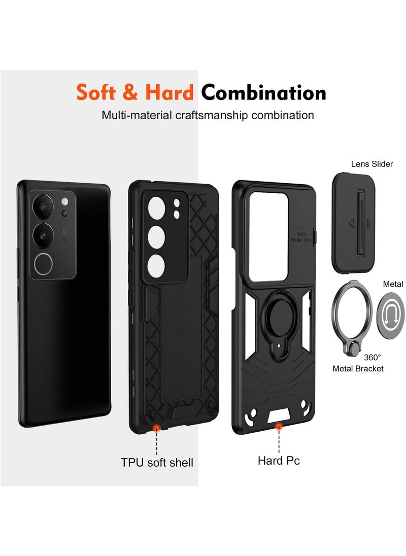 GOLDEN MASK GOLDEN MASK For Vivo V29 Armored Window Bracket Camera Shield Cover Camera Lend Protection With Ringe (Black)  - Image 3