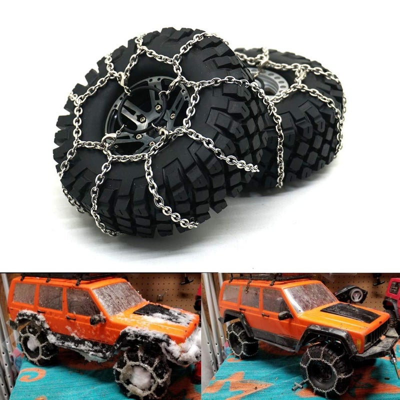 RCLIONS سلاسل ثلجية مضادة للانزلاق من RCLIONS 4 قطع للف Tyre TRX4SCX10SCX10II 110 شاحنة زاحفة بعجلات 19 بوصة 114 مم - Image 3