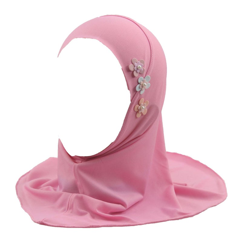 Crystal Linen Kids Hijab Scarf for Girls 2-6 Years with Floral Design - Image 2