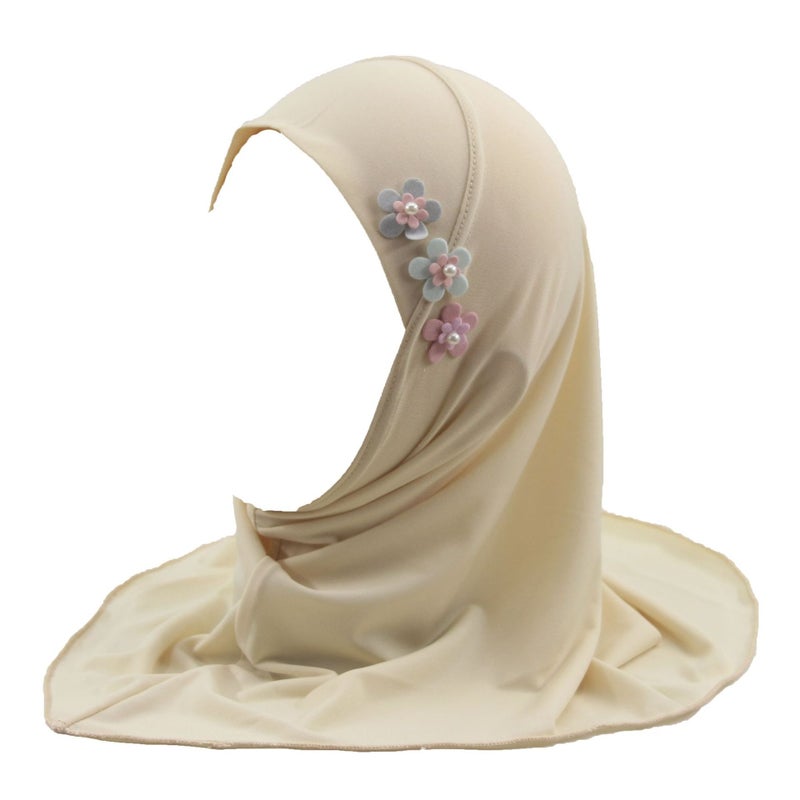 Crystal Linen Kids Hijab Scarf for Girls 2-6 Years with Floral Design - Image 4