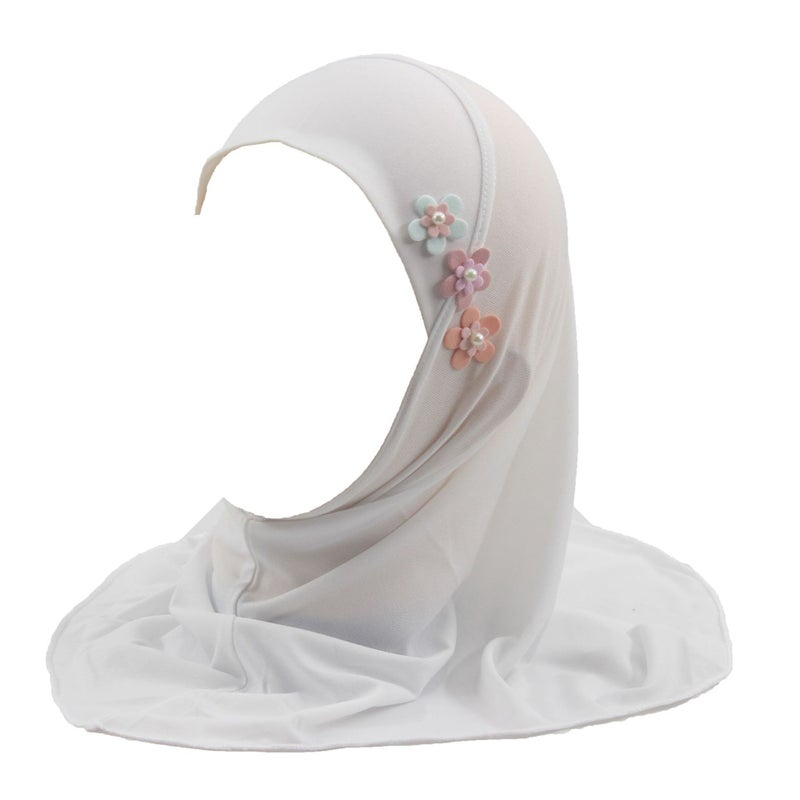 Crystal Linen Kids Hijab Scarf for Girls 2-6 Years with Floral Design - Image 1