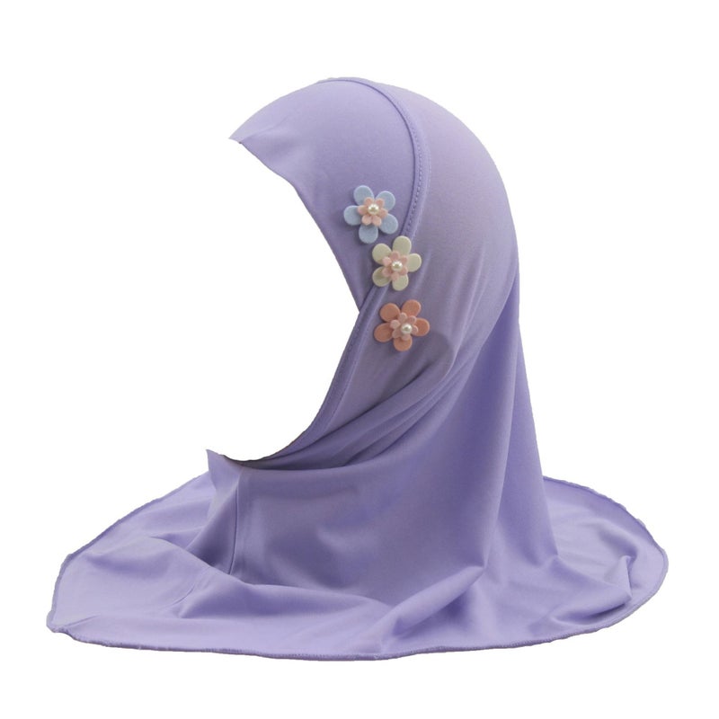 Crystal Linen Kids Hijab Scarf for Girls 2-6 Years with Floral Design - Image 5
