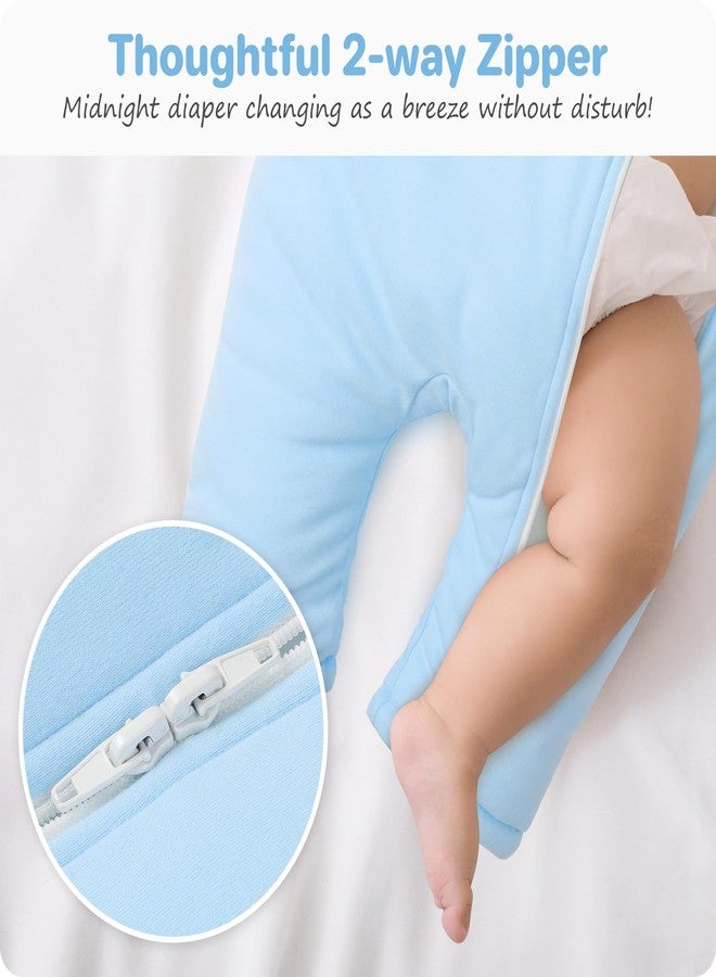 Knirose Organic Cotton Baby Sleep Sack with Legs Warm Winter 3-6 Months 2.5 Tog, Wearable Blanket Sleeping Bag for Easy Diaper Changing Transitional Unisex Sleep sacks for Newborn Infant Girls Boys Blue - Image 4