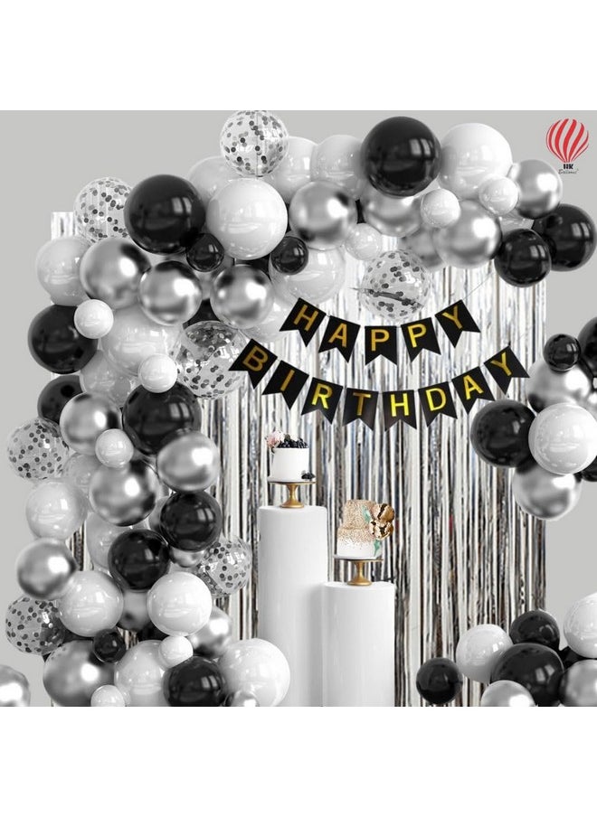 هونج كونج بالونز - مجموعة زينة عيد الميلاد من HK Balloons مكونة من 51 قطعة مع مضخة بالونات ورقية وستائر فضية للأولاد والبنات والزوج والزوجة ومجموعة زينة عيد الميلاد للبالغين - Image 1