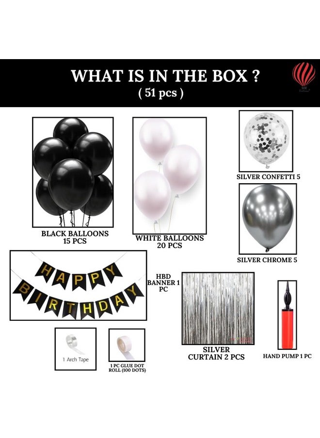 هونج كونج بالونز - مجموعة زينة عيد الميلاد من HK Balloons مكونة من 51 قطعة مع مضخة بالونات ورقية وستائر فضية للأولاد والبنات والزوج والزوجة ومجموعة زينة عيد الميلاد للبالغين - Image 1