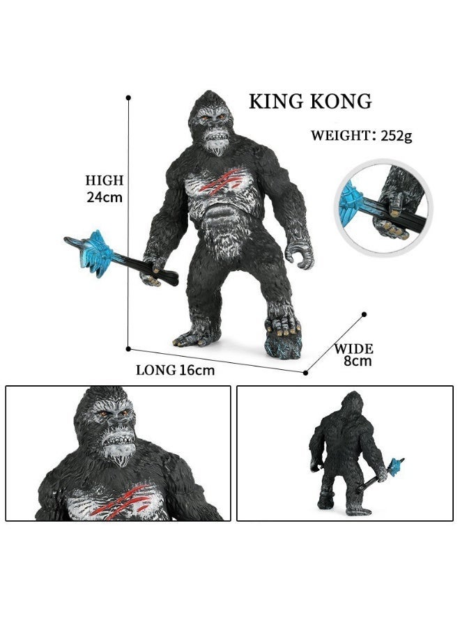 HALAMODO Hollow Large King Kong Gorilla Animal Model Toy With Battle Axe Accessory, Realistic Gorilla Animal Statue, Jurassic Jungle Toy For Kids, Children Cognitive Education Toy, Bath And Pool Water Play Companion, Boys Girls Birthday Party Gifts ,Ideal Gift and Room Decor for Boys & Girls, Black, 16*24*8 Cm - Image 1