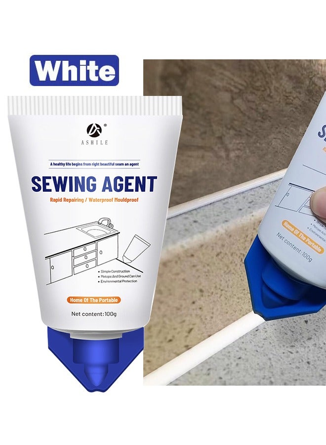 ASHILE Waterproof Squeeze Tube Adhesive Caulk Sealant Glue Sealer Easy To Apply for Home Use Indoor Kitchen Sink Bathroom Basin Toilet Edge Ceramic Tile 100G  - Image 1