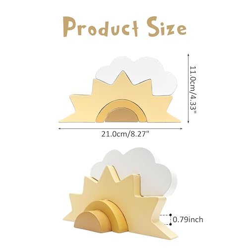 AWISBI Wooden Cloud and Sun Rainbow Decoration, Boho Baby Nursery Decor, Woodland Nursery Decor, Kids Baby Room Decor for Nursery Children Baby Kids Boys Girls Bedroom Decor Shelf - Image 2